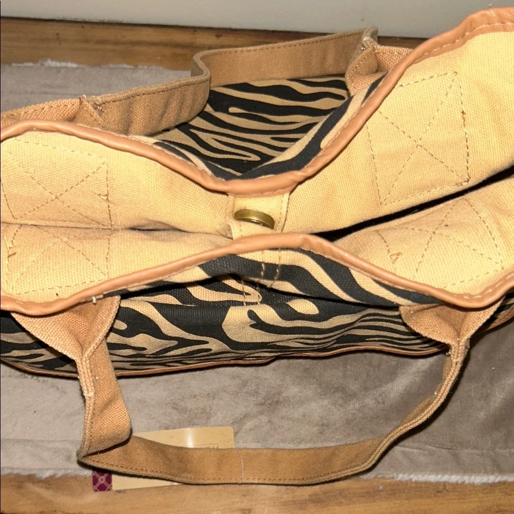 Large Zebra Canvas Craft Tote Bag NWT‎